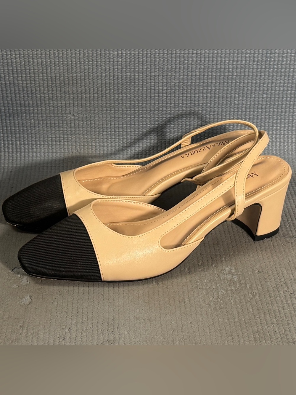 MIRAAZZURRA Women’s Sling Back Pumps Chunky Heel Size 8